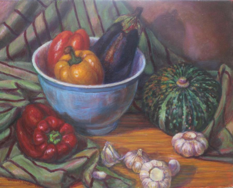 Still Life With Blue Bowl  Painting by Veronica Cassell vaz