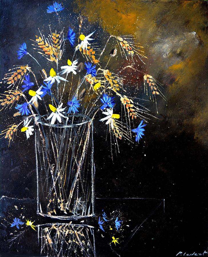 Still life with blue cornflowers Painting by Pol Ledent