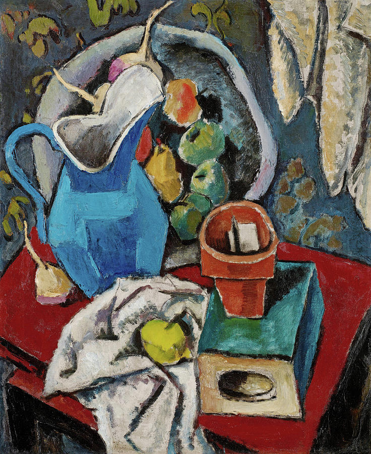 Still Life with Blue Pitcher Painting by Max Weber | Fine Art America