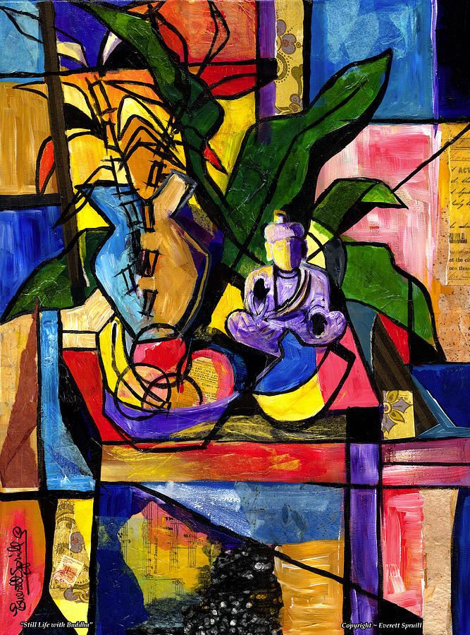 Music Painting - Still Life with Buddha by Everett Spruill
