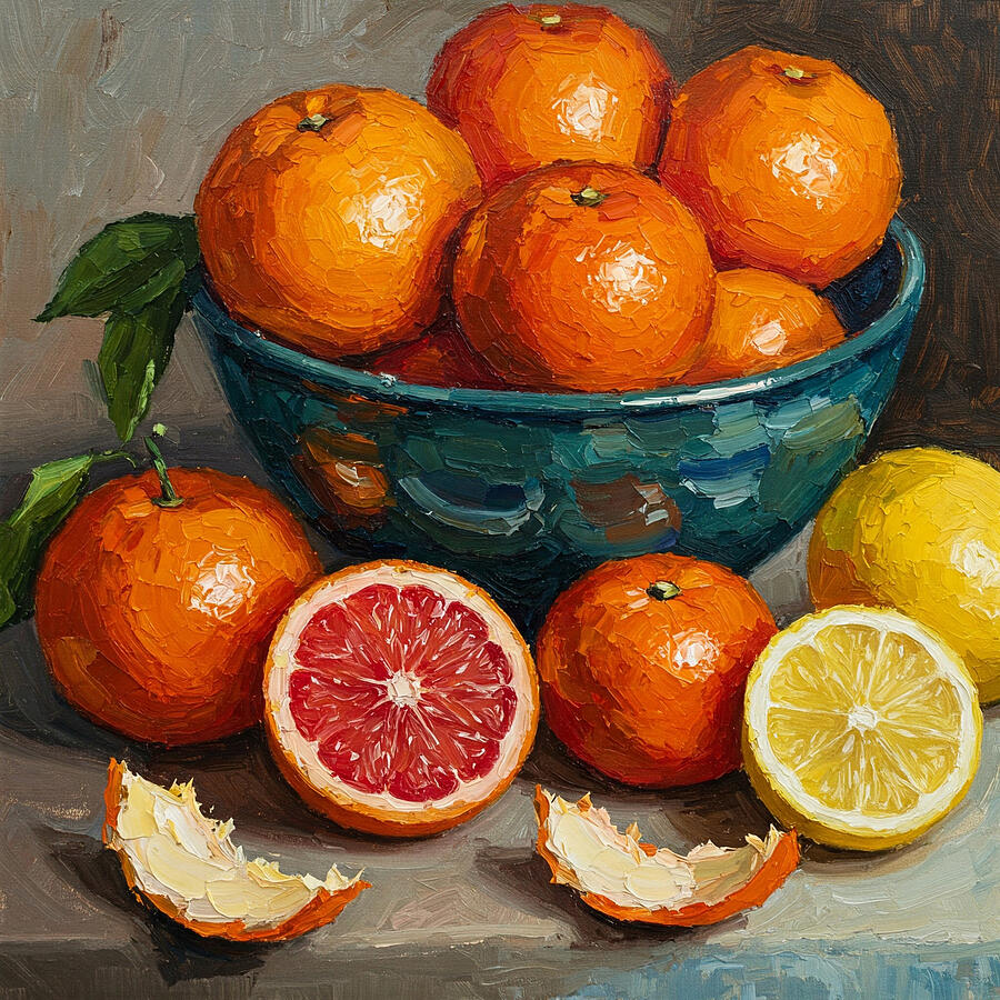 Still life with Citrus Fruits Painting by Alex Mir Still life with Citrus Fruits Painting by Alex Mir