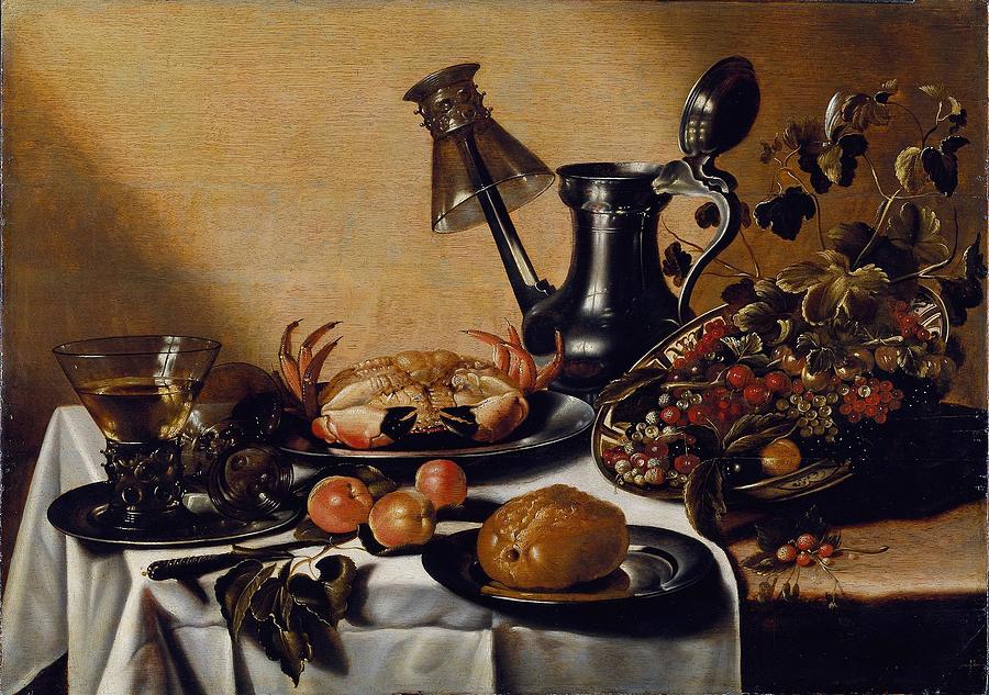 Still Life with Crab and Fruit Drawing by After Pieter Claesz Dutch ...