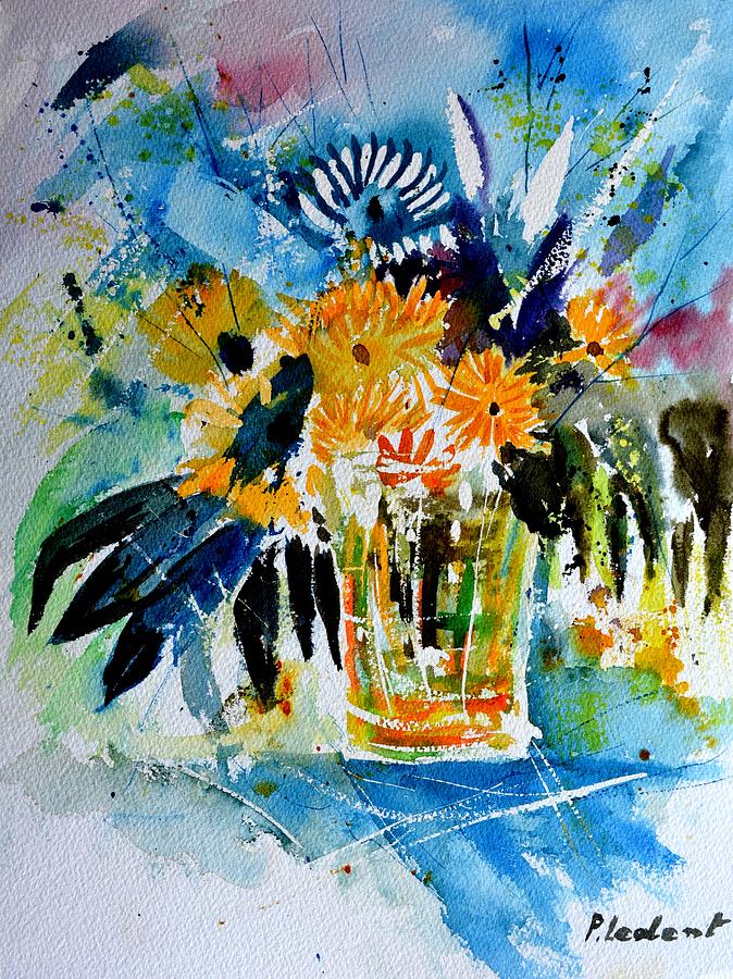 Still life with dahlias Painting by Pol Ledent