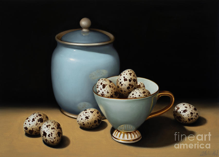 Egg Painting - Still life with Duck Egg Blue by Catherine Abel
