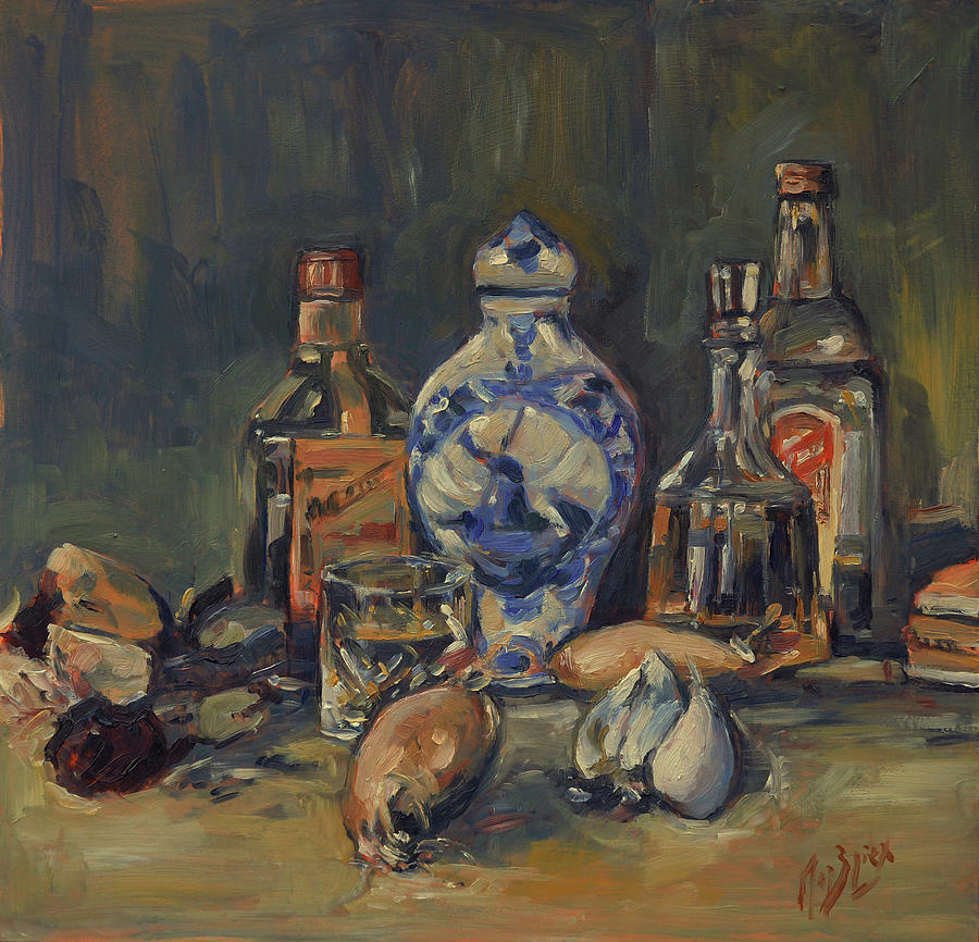 Still life with Dutch booze Painting by Nop Briex