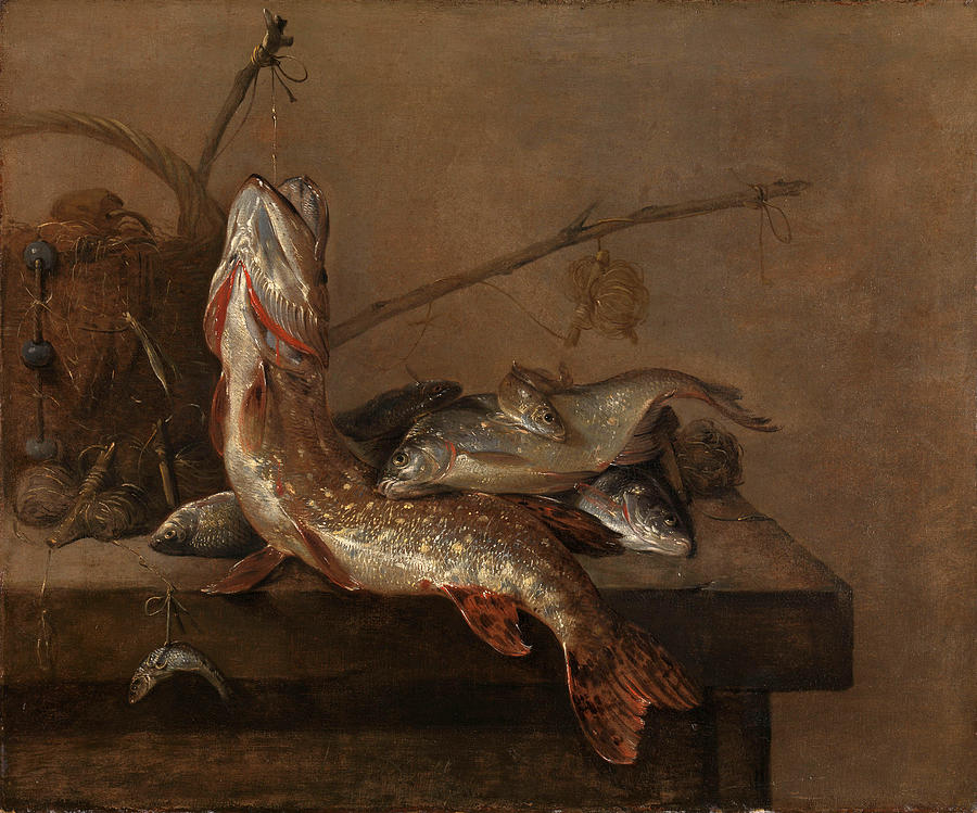 Still life with fish 2 Painting by Pieter van Noort