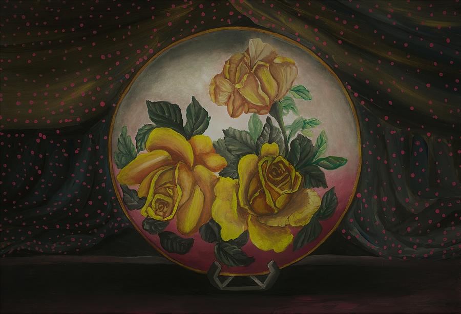Still life with floral plate Painting by Tara Krishna