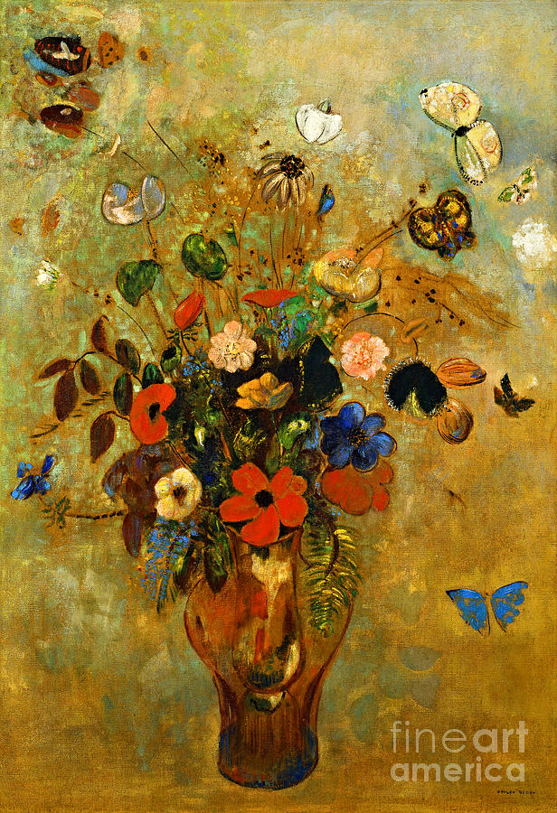 Still Life with Flowers and Butterflies Painting by Peter Ogden