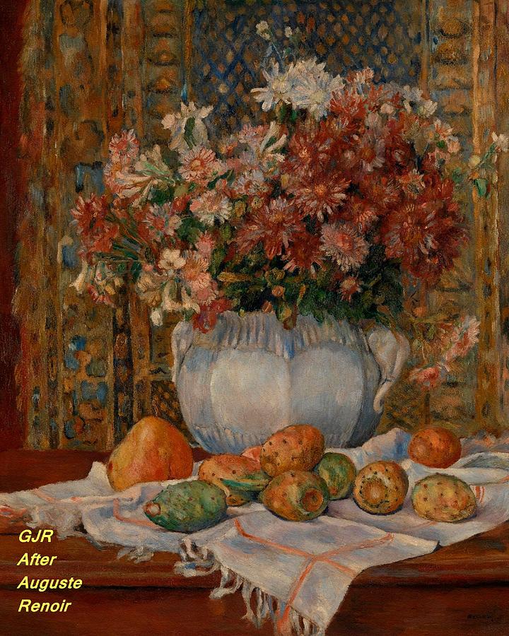 Still Life With Flowers And Prickly Pears - Inspired And After Auguste Renoir L A S Digital Art