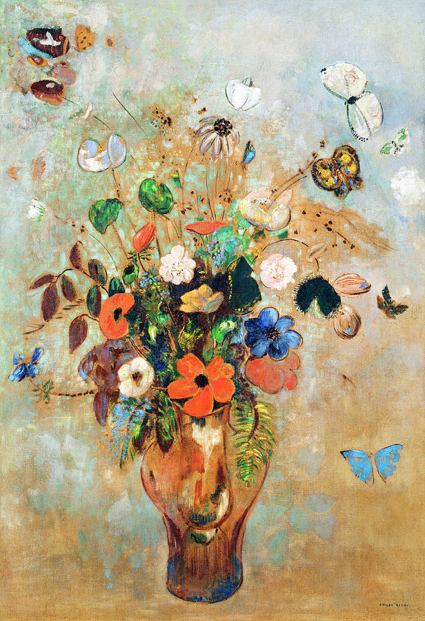Impressionism Painting - Still Life With Flowers by Odilon Redon 1905 by Odilon redon