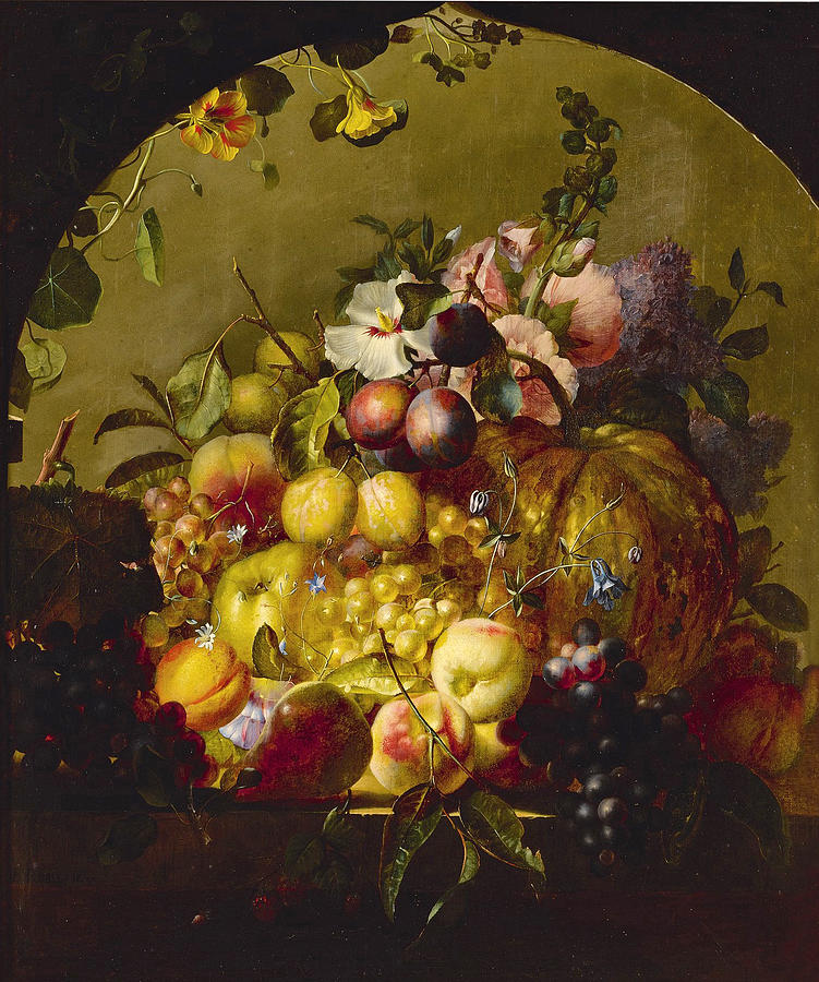 Still Life with Fruit and Flowers Painting by Jean-Baptiste Robie
