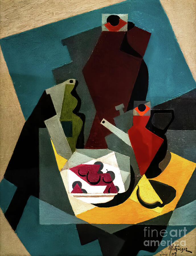 Still Life with Fruit and Jug by Jean Metzinger 1917 Painting by Jean Metzinger
