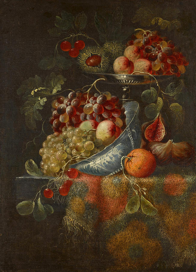 Still Life with Fruit on a Tazza and a Porcelain Bowl Painting by ...