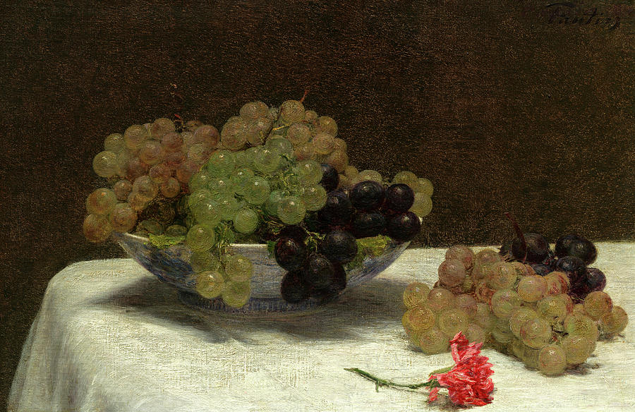 Henri Fantin-latour Painting - Still Life with Grapes and a Carnation, 1880 by Henri Fantin-Latour