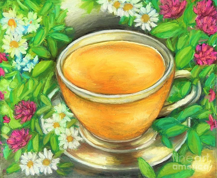 Still life with herbal tea Painting by Inese Poga