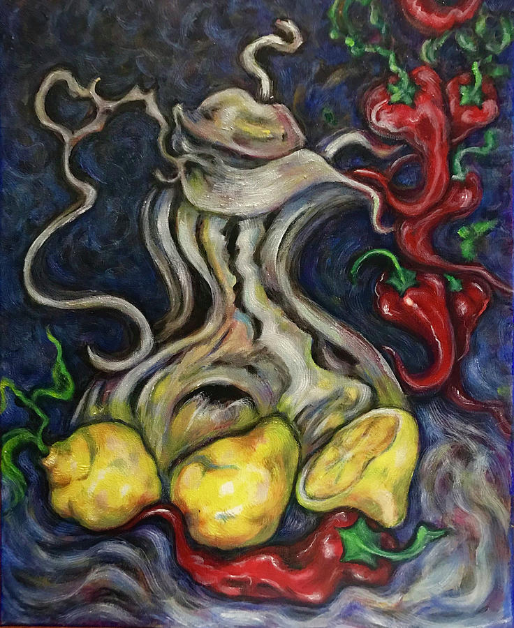 Still Life With Lemons and Peppers Painting by Rae Chichilnitsky