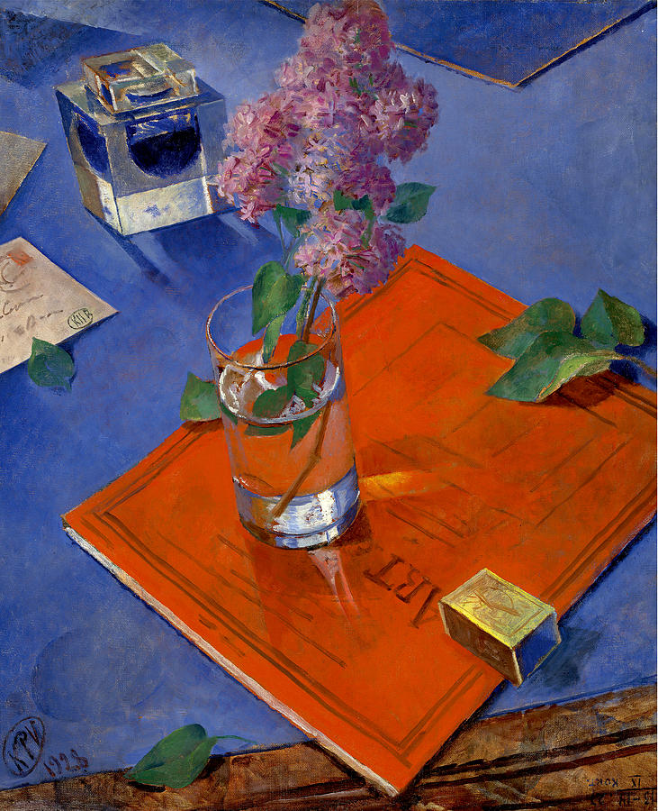 Still Life Painting - Still life with Lilac by Kuzma Petrov-Vodkin