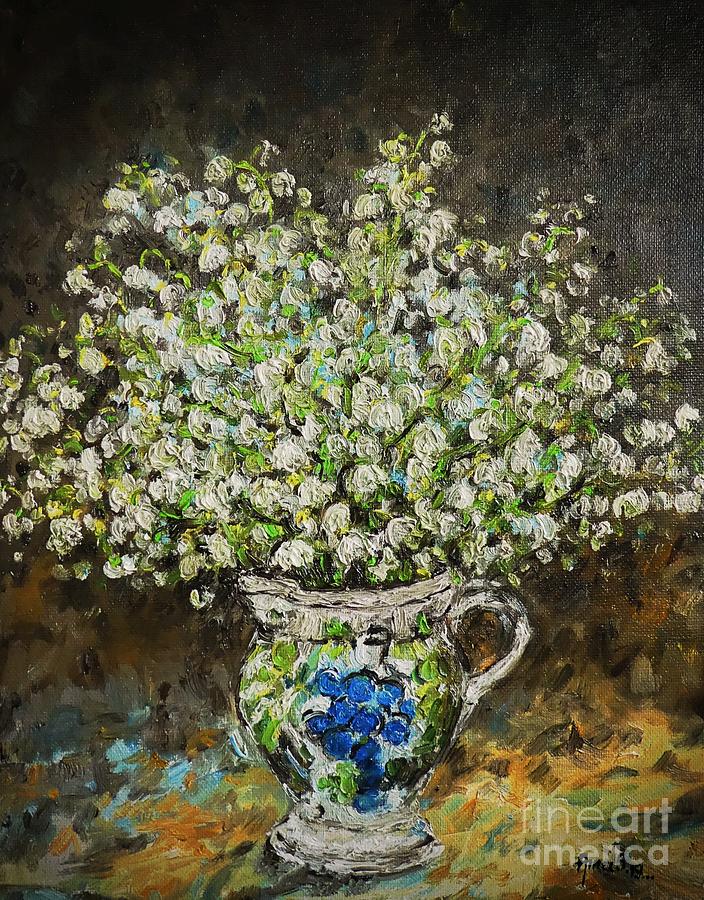 Still Life with Lily of the Valley Flowers Painting by Amalia Suruceanu