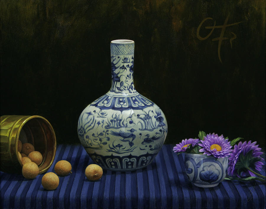 Still Life with Lo9ngan Painting by Bruno Capolongo