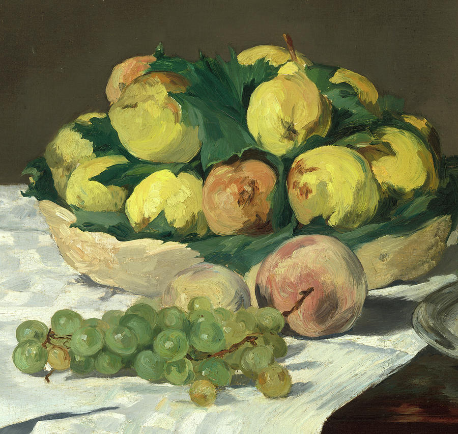 Edouard Manet Painting - Still Life with Melon and Peaches, Detail No.3 by Edouard Manet
