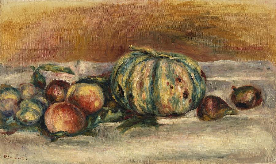 Mickey Mantle Drawing - Still Life with Melon  Nature morte au melon  by Pierre Auguste Renoir
