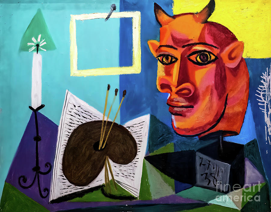 Still Life with Minotaur and Palette by Pablo Picasso 1938 Painting by Pablo Picasso