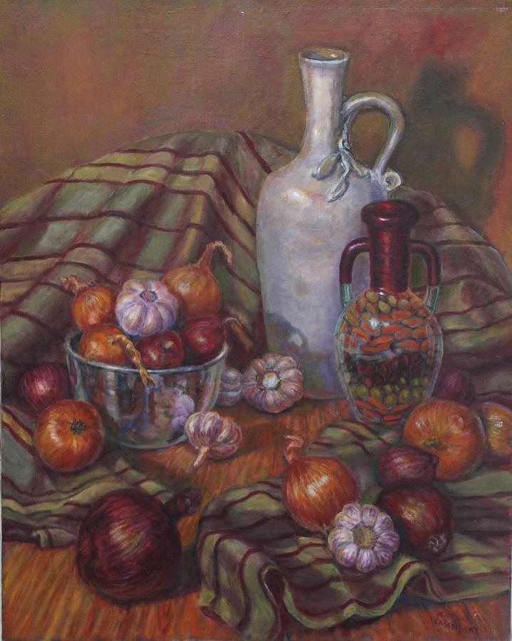 Still Life With Onions  Painting by Veronica Cassell vaz