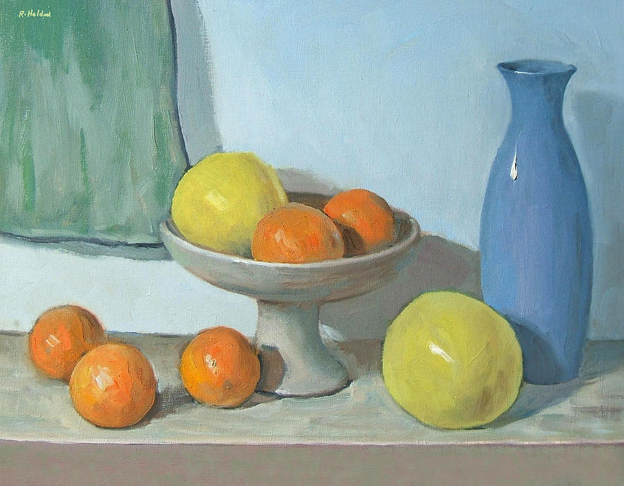 Original acrylic painting on paper unframed - blood orange citrus still  life