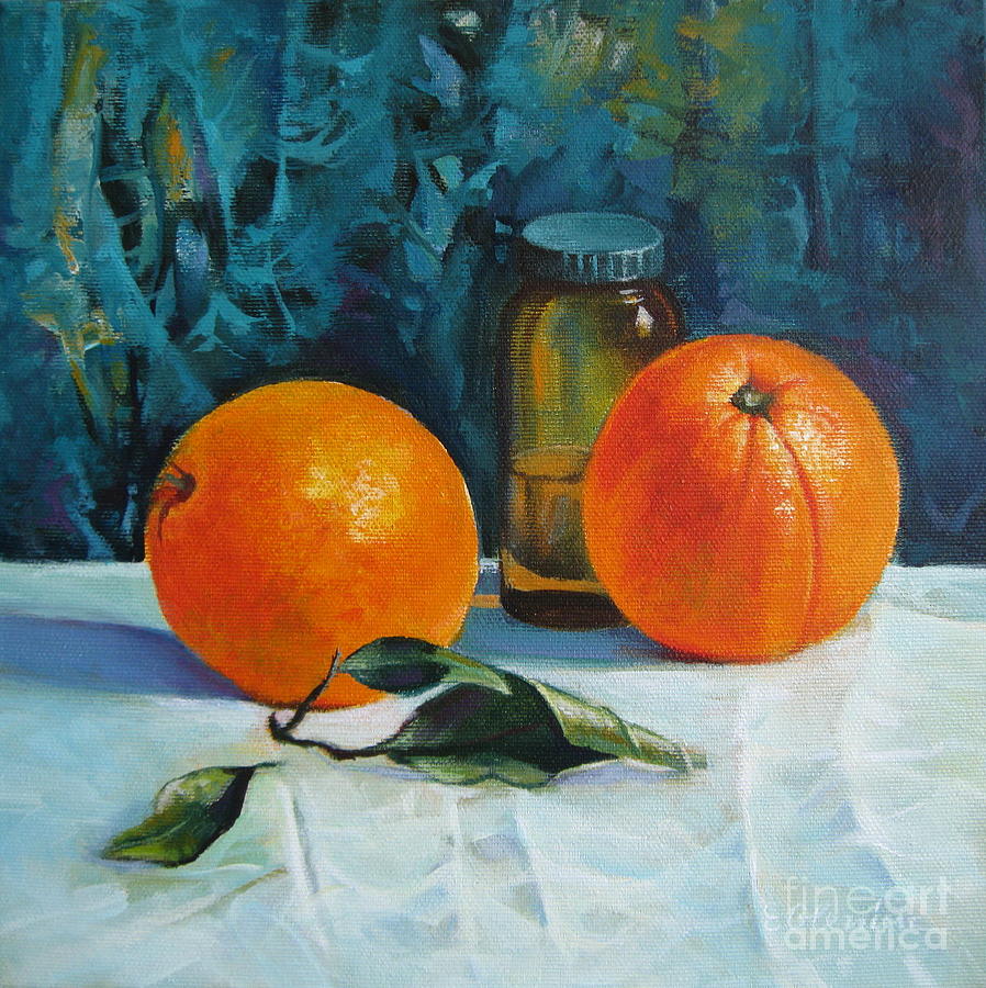 Still life with oranges Painting by Elena Oleniuc