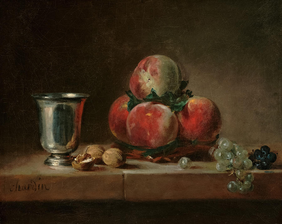 Still Life with Peaches, a Silver Goblet, Grapes, and Walnuts, 1760 ...