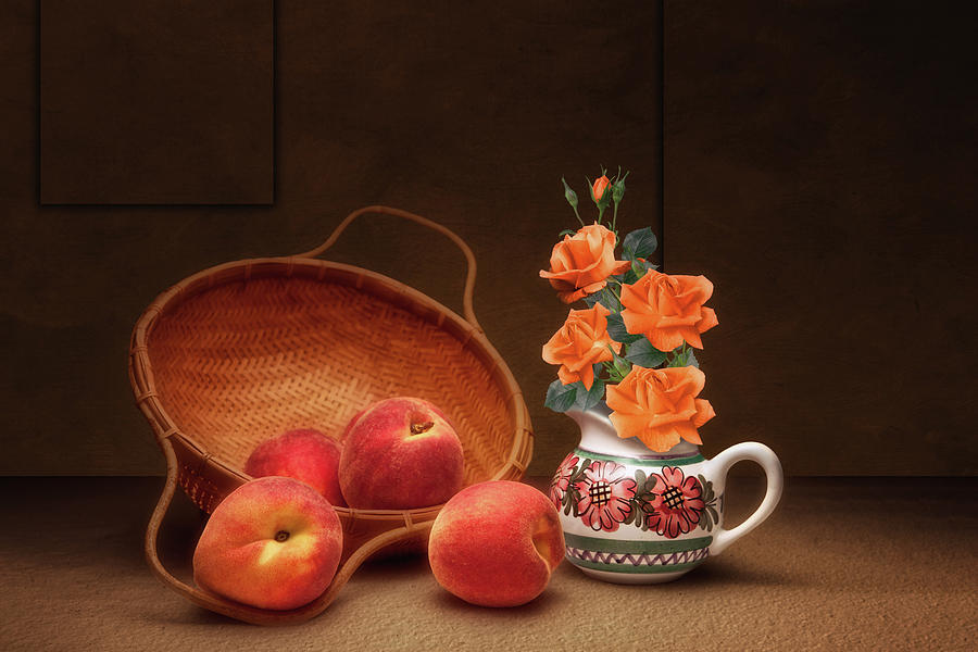 Still Life with Peaches and Roses Photograph by Tom Mc Nemar - Fine Art ...