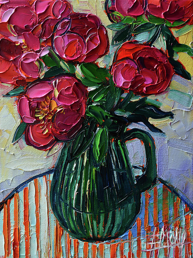 Flower Painting - Still Life With Peonies  by Mona Edulesco