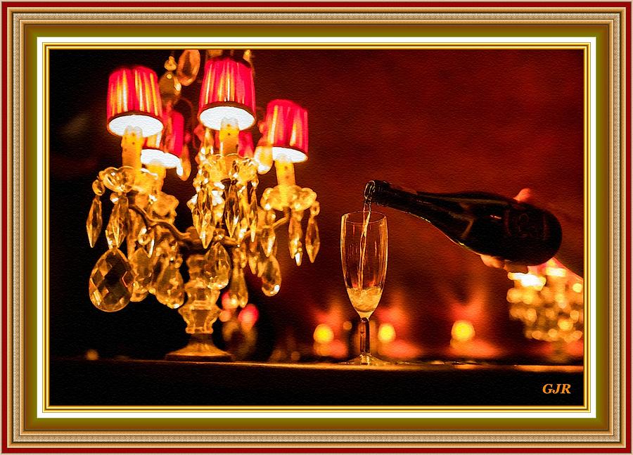 Still Life With Piano, Candelabra And Champagne - Liberace Style L A S - With Printed Frame. Digital Art