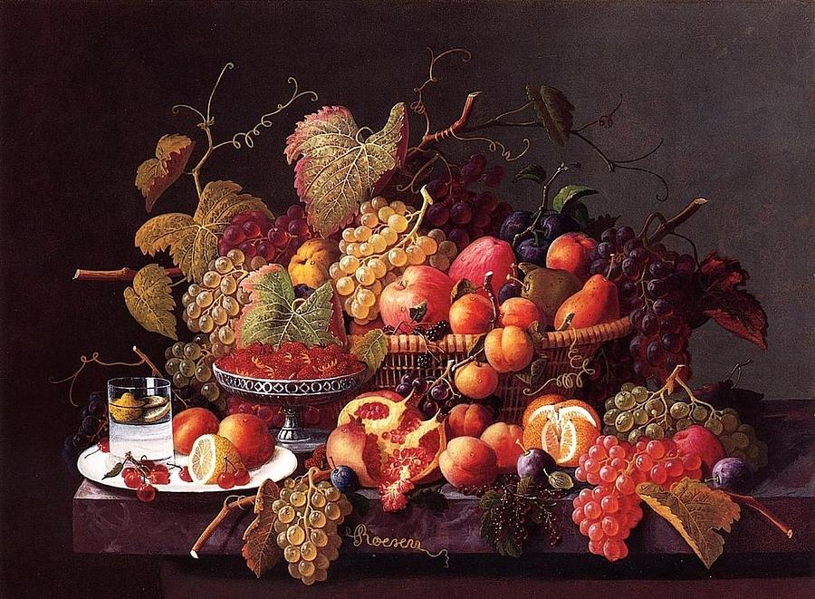 Still Life With Pomegranates Painting by Severin Roesen