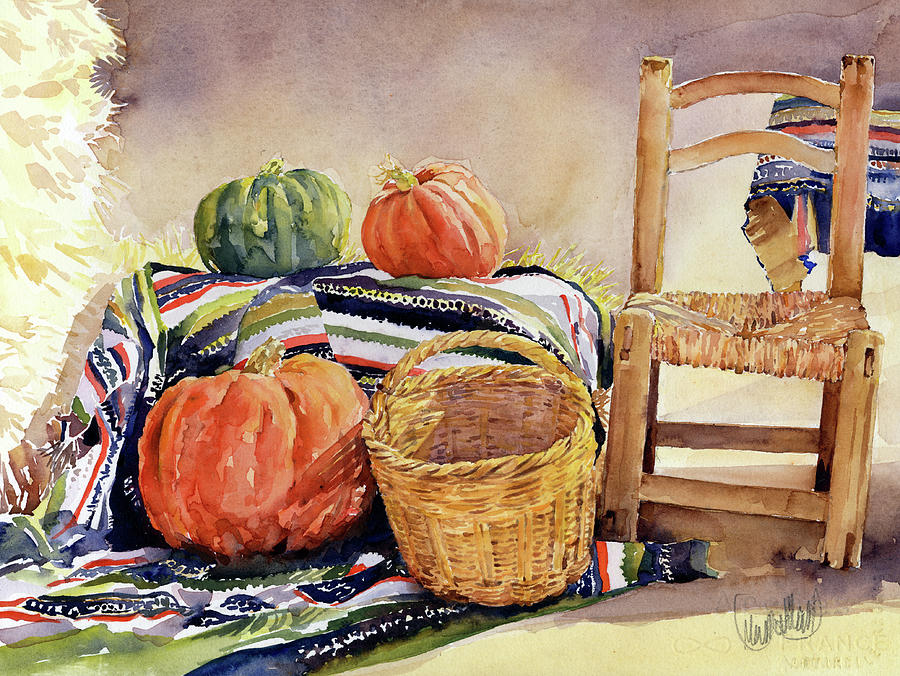 Still Life With Pumpkins Painting by Margaret Merry
