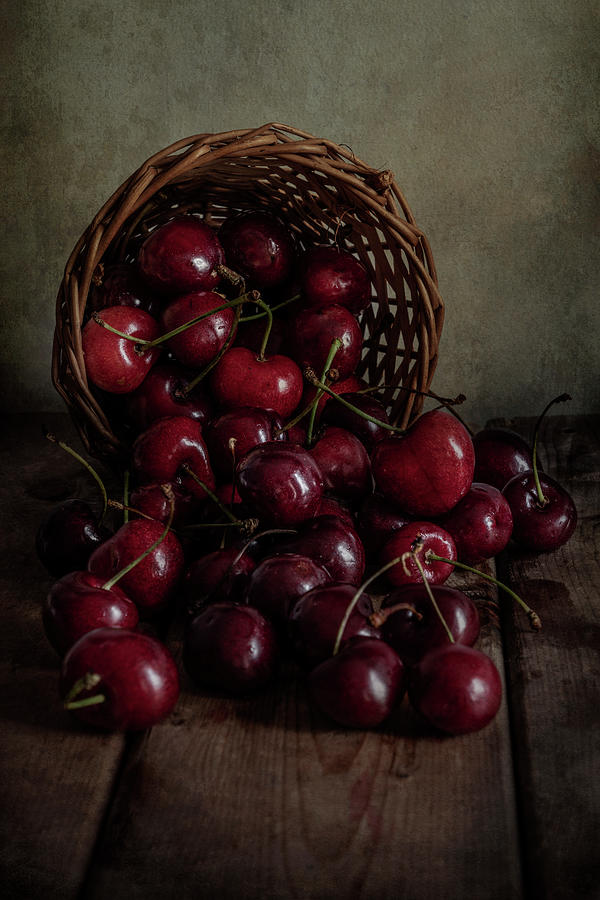 Still life with red cherries Photograph by Jaroslaw Blaminsky