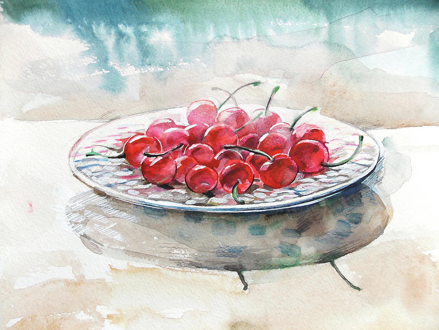 Red cherries Painting by Katya Atanasova