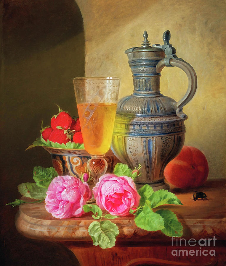 Still Life With Roses And Strawberries by Josef Schuster Photograph by Carlos Diaz