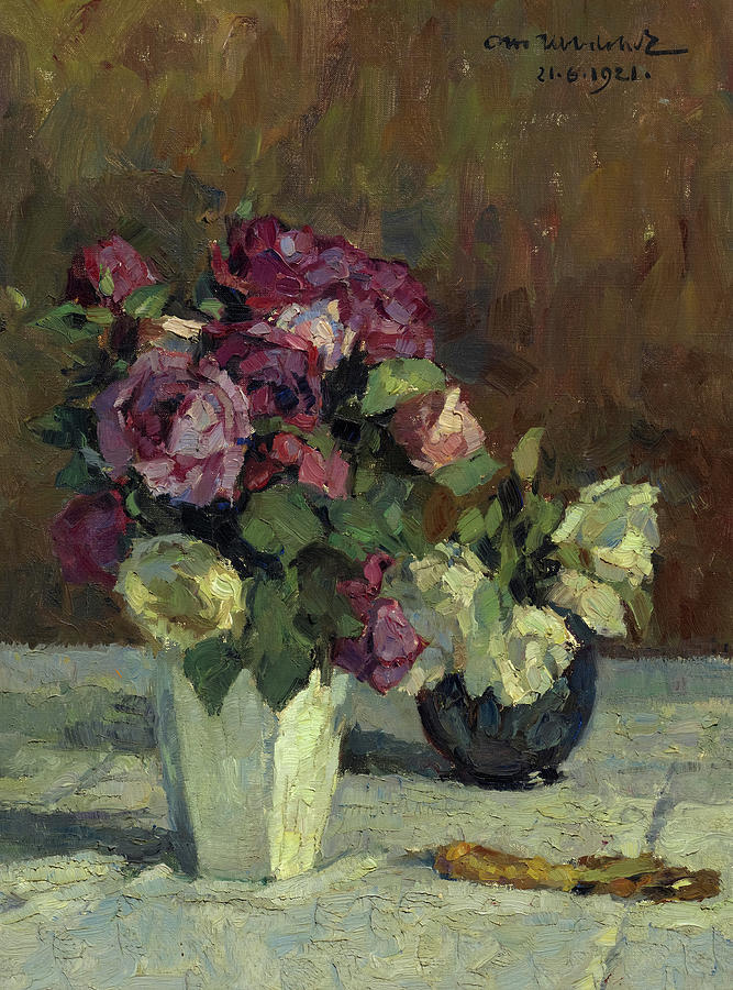 Still life with Roses Painting by Otto Ubbelohde - Pixels