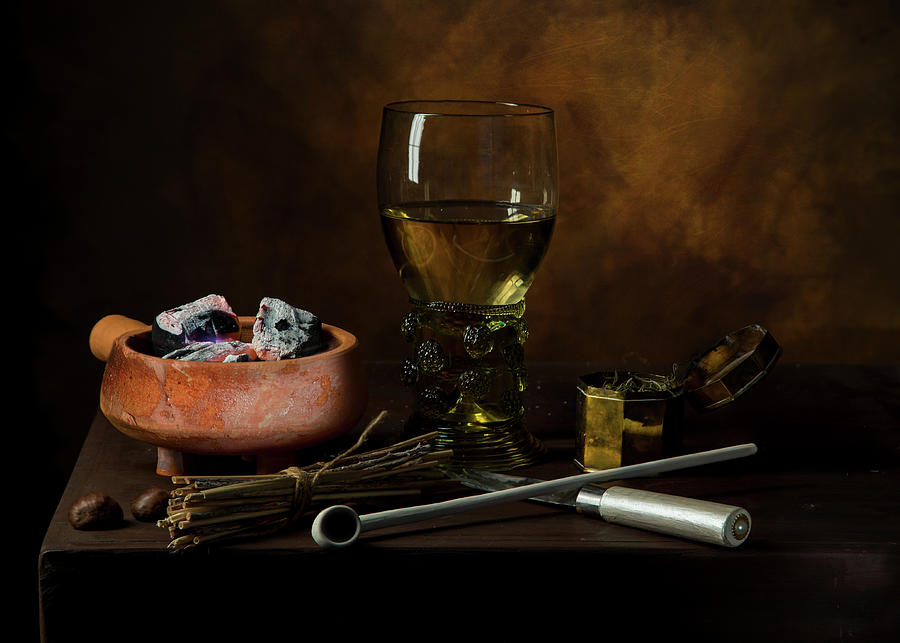 Still Life with Smoking Utensils and Large Roemer Photograph by Levin Rodriguez