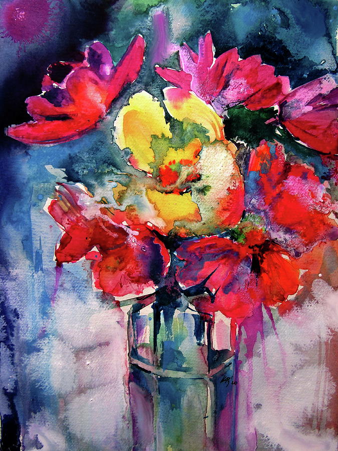 Still life with spring flowers Painting by Kovacs Anna Brigitta - Fine ...