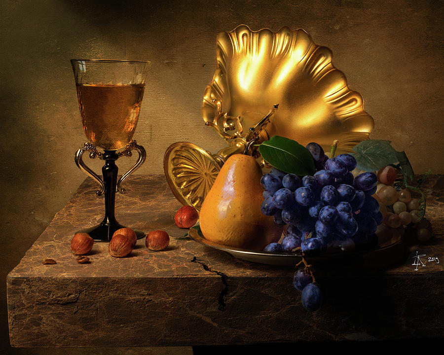 Still Life with Tazza Venetian goblet and grapes Photograph by Levin Rodriguez