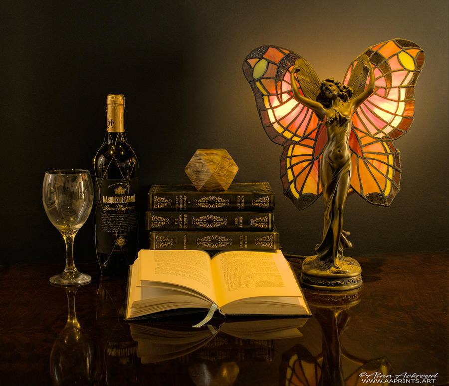Still life with Tiffany lamp Photograph by Alan Ackroyd