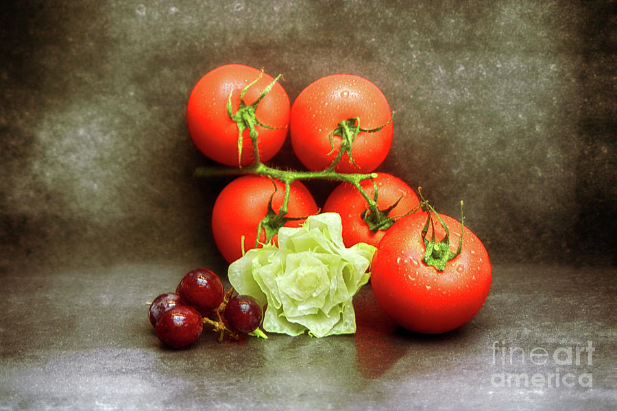 Still Life With Tomatoes And Grapes Photograph by Doc Braham