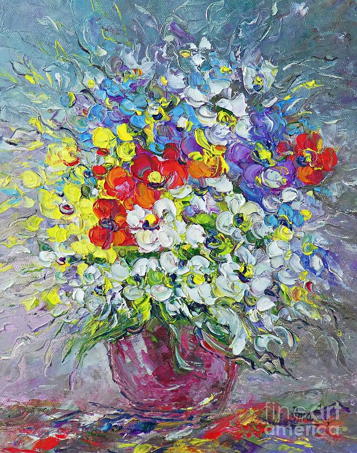 Still life with wild flowers Painting by Amalia Suruceanu