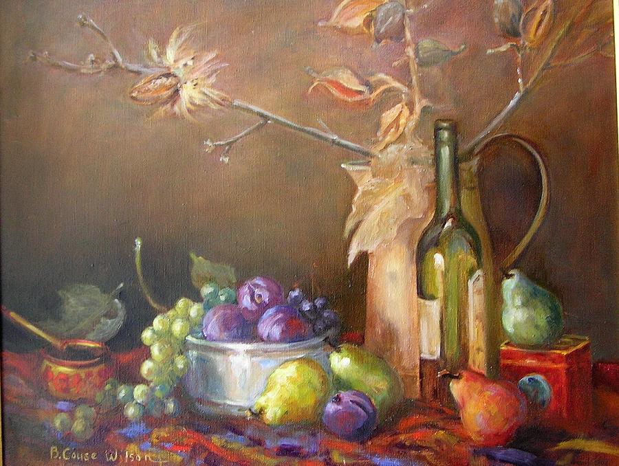Still Life with Wine Bottle Painting by Barbara Couse Wilson