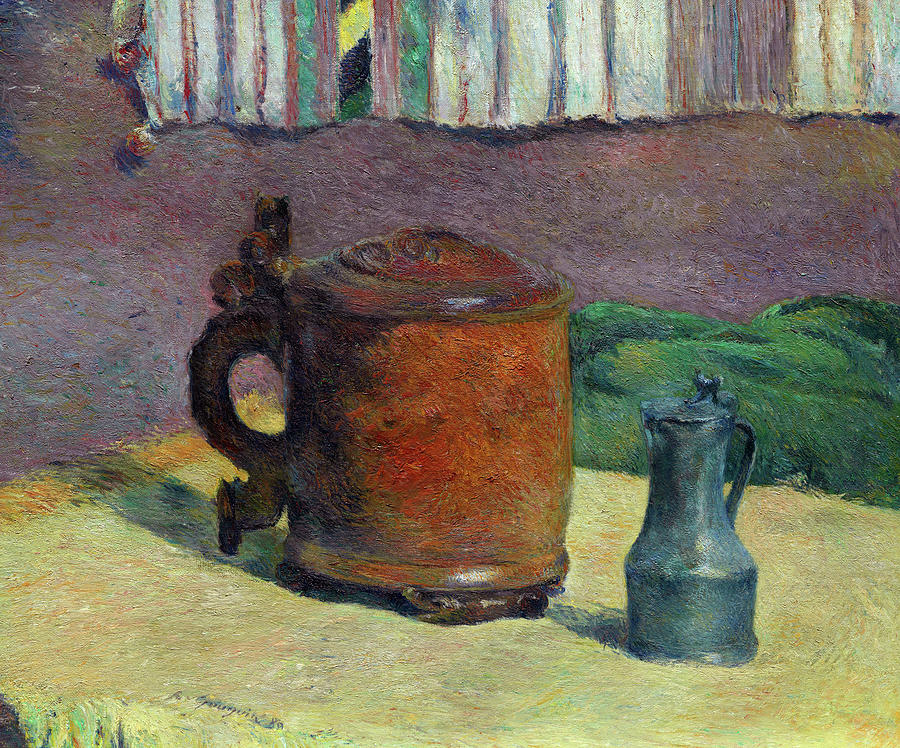 Still Life Wood Tankard And Metal Pitcher 10 Painting By Paul Gauguin