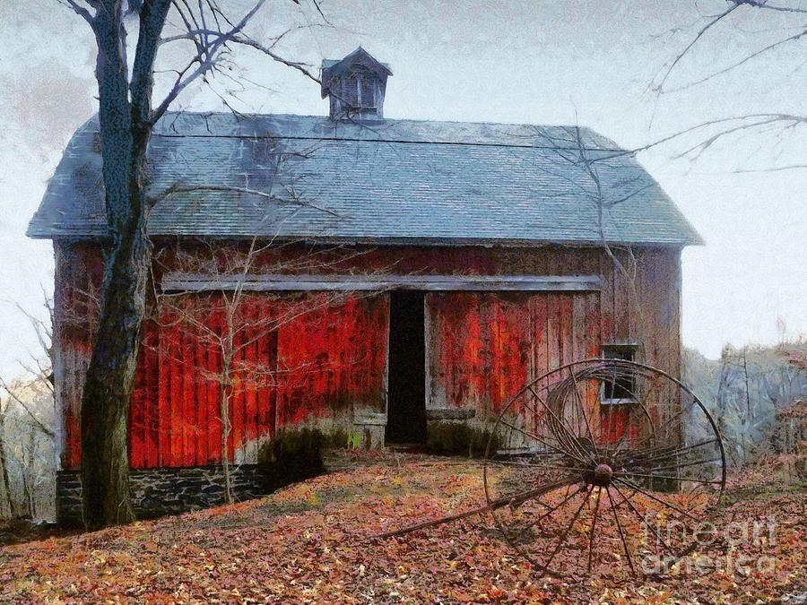 Old Red Barn - Still of the Morn Photograph by Janine Riley