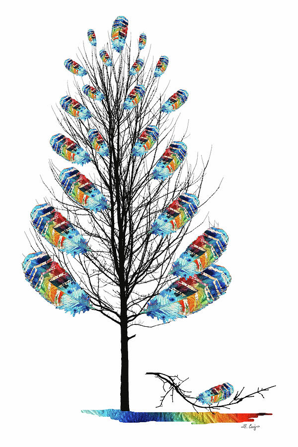 Still Standing Colorful Feather Tree Art Painting by Sharon Cummings Still Standing Colorful Feather Tree Art Painting by Sharon Cummings