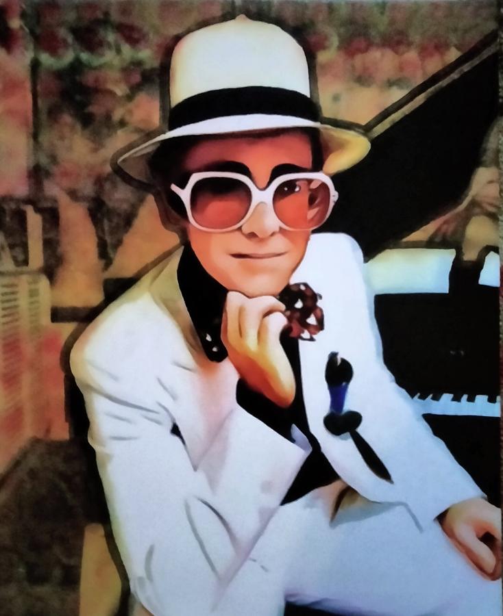 Elton John Painting - STILL STANDING Portrait of Elton John by Lesley Daunt